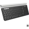 Logitech K780 belaidė klaviatūra, Bluetooth ir 2,4 Ghz jungtis, kelių įrenginių ir Easy-switch funkcija, integruotas laikiklis, Pc / Mac / planšetinis kompiuteris / išmanusis telefonas, vokiškas Qwertz išdėstymas - tamsiai pilka / balta
