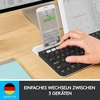 Logitech K780 belaidė klaviatūra, Bluetooth ir 2,4 Ghz jungtis, kelių įrenginių ir Easy-switch funkcija, integruotas laikiklis, Pc / Mac / planšetinis kompiuteris / išmanusis telefonas, vokiškas Qwertz išdėstymas - tamsiai pilka / balta