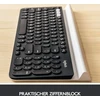 Logitech K780 belaidė klaviatūra, Bluetooth ir 2,4 Ghz jungtis, kelių įrenginių ir Easy-switch funkcija, integruotas laikiklis, Pc / Mac / planšetinis kompiuteris / išmanusis telefonas, vokiškas Qwertz išdėstymas - tamsiai pilka / balta