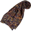 Laikrodis Lorenzo Cana 89139 moteriškas šalis 100% šilkas harmoningų spalvų margintas dvigubo sluoksnio šilko šalikas 30 cm x 160 cm, mėlynas, raudonas, geltonas, oranžinis