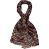 Laikrodis Lorenzo Cana 89139 moteriškas šalis 100% šilkas harmoningų spalvų margintas dvigubo sluoksnio šilko šalikas 30 cm x 160 cm, mėlynas, raudonas, geltonas, oranžinis