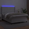 Lova su spyruoklėmis/čiužiniu/LED, balta 140x190cm dirbtinė oda