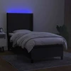 Lova su spyruoklėmis/čiužiniu/LED, juoda, 90x190 cm, audinys