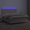Lova su spyruoklėmis/čiužiniu/LED, kapučino, 160x200cm dirbtinė