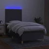 Lova su spyruoklėmis/čiužiniu/LED, pilka, 90x200 cm, audinys