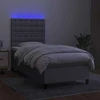 Lova su spyruoklėmis/čiužiniu/LED, pilka, 90x190 cm, audinys