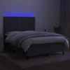 Lova su spyruoklėmis/čiužiniu/LED, pilka, 140x190 cm, audinys