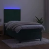 Lova su spyruoklėmis/čiužiniu/LED, žalia, 90x200cm, aksomas