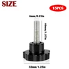 Ltsbaed žvaigždės formos varžtas M6 x 40 mm, 15 vnt. pakuotė, rievėtas varžtas su plastikine rankena, žvaigždės formos rankenėlės sriegio tvirtinimo rankenėlė, rievėti varžtai, anglinis plienas, juodas, skirtas pramoninei įrangai
