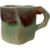 Lucky Cups rustic keramikinis puodelis, smėlio-mėlynas, keramikinis puodelis, 300 ml, kavos puodelis, arbatos puodelis, gėrimo puodelis, arbata, kava (žalia-raudona)