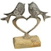 Macosa Ex241119 dekoratyvinė figūrėlė širdis su paukščiais ant medinio pagrindo 19 cm metalinė širdis dekoratyvinė širdis metalinė figūrėlė palangės dekoracija namų dekoracija širdelė dekoratyviniai paukščiai
