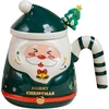 Magicvogel kalėdinis kavos puodelis 400 ml didelis kalėdinis puodelis animacinis 3d santa claus kavos puodelis kalėdinis puodelis su dangteliu ir šaukšteliu kūrybinė dovana arbatos puodelis (žalias)