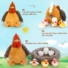 Makosas Morismos 37 cm aukščio didelis gaidys, minkštas žaislas Xxl, didelis kimštinis gaidys Xxl su 3 viščiukais kiaušinyje, chickenteddy pliušinis viščiukas krepšelyje, dovana vaikams