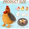Makosas Morismos 37 cm aukščio didelis gaidys, minkštas žaislas Xxl, didelis kimštinis gaidys Xxl su 3 viščiukais kiaušinyje, chickenteddy pliušinis viščiukas krepšelyje, dovana vaikams