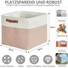 Mangata sulankstomos daiktadėžės, 28 cm kubo formos lininės pintos daiktadėžės su odinėmis rankenomis, 4 vnt. (rožinės ir baltos)