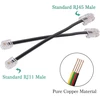 Maozhou 2 vnt. Rj11 į Rj45 adapterių rinkinys, juoda Rj11 6p4c jungtis, telefono kabelio į Rj45 8p8c adapteris, ethernet į telefono laidinio ryšio keitiklis