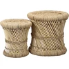 Marrakesch Benita komplektas, 2 taburetės, bambukas, skersmuo 36 cm ir 30 cm, gėlės formos taburetė, idealiai tinka sode, terasoje ir balkone