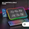 Mars Gaming Mnbc7, aušinimo pagrindas ir stovas 16 colių, rgb 10 režimų, 6 valdomi ventiliatoriai, 6 padėčių stovas, išmaniojo telefono stovas, 2 usb 2.0, juodas