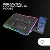 Mars Gaming Mnbc7, aušinimo pagrindas ir stovas 16 colių, rgb 10 režimų, 6 valdomi ventiliatoriai, 6 padėčių stovas, išmaniojo telefono stovas, 2 usb 2.0, juodas