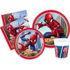Marvel Žmogus-voras kova su nusikalstamumu vakarėlio rinkinys 24 asmenims (112 vienetų: 24 popierinės lėkštės, skersmuo 23 cm, 24 popierinės lėkštės, skersmuo 20 cm, 24 puodeliai 200 ml, 40 servetėlių 33 x 33 cm)