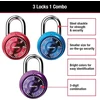 Master Lock 1533tri mini pakabinamos spynos su kodu, mėlyna, violetinė ir raudona spalvos, 3 vnt.