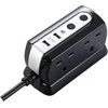 Masterplug 2 m juodas 4 krypčių nuo viršįtampių apsaugotas ilginamasis laidas su 2 usb prievadais