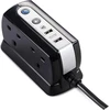 Masterplug 2 m juodas 4 krypčių nuo viršįtampių apsaugotas ilginamasis laidas su 2 usb prievadais