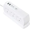 Masterplug itin tvirtas 6 lizdų maitinimo ilgiklis su jungikliu, apsauga nuo viršįtampių, 2 usb prievadais 3.1a, 2m, baltas, 18x7x6cm