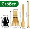 Matcha šluotelės 4 dalių rinkinys, Matcha šluotelė, Matcha žaliosios arbatos šluotelė, Matcha rinkinys pradedantiesiems, bambukinis šaukštas, bambukinis semtuvas, šluotelės laikiklis, skirtas namams, biurui ir arbatos kambariui, juodas