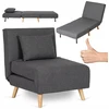 Mebel elite išskleidžiamas fotelis-lova, vienvietė sofa-lova marry, pilka spalva
