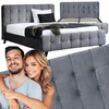 Mebel elite lova 160x200 dvigulė su galvūgaliu glamour dygsniuota veliūras pilka lino