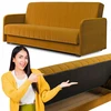 Fotelis Mebel elite Porto išskleidžiama sofa-lova su miego funkcija, veliūrinė, garstyčių spalvos