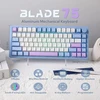 Mechlands Blade75 belaidė mechaninė aliumininė žaidimų klaviatūra, gasket creamy klaviatūra, Bt5.0/2.4ghz/usb-c hot swappable custom klaviatūra su mygtuku, Rgb, Nkro skirta Win/mac/games/office (mėlyna)