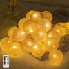 Medvilninės kamuoliukų girliandos, 20 Led Usb, su pulteliu, šiltai baltos