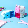 Meet-shop pieštukų drožtukas, 2 vnt., rankinis drožtukas, animacinis rankinis drožtukas su konteineriu vaikams, skirtas stalui, namams, mokyklai, biurui, pristatymams, dovana (mėlynas + rožinis)