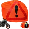 Meleager įspėjamasis trikampis motociklui, šalmo uždangalas motocikliniam šalmui su įspėjamuoju trikampiu, motociklinio šalmo krepšys apsaugai nuo nelaimingų atsitikimų, įspėjamasis signalas avarijos vietoje, pavojingos vietos žymėjimas (oranžinis)