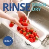 Mėlyna Ginkgo koštuvas kriauklei - daržovių ir vaisių plovimui; virtų makaronų nusausinimui ir indų džiovinimui - ištraukiamas - (7.9 P x 14.5 - 19.5 I x 2.75 A) - baltas