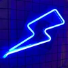 Mėlynas žaibo neoninis ženklas, neoniniai žaibai, maitinami usb ir baterijomis, neoninės naktinės lempos, neoninės led lemputės, skirtos miegamojo žaidimų kambario vestuvių dekoravimui