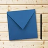 Mėlyni kvadratiniai vokai 15,5x15,5 cm, be langelio, drėgno klijavimo