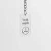 Mercedes raktų pakabukas su jūsų užrašu 60×30mm, skaidrus spaudinys + karabinas