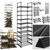 Metalinis batų lentyna juoda 10 lentynų pastatoma tvirta Songmics