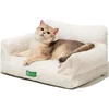 Mewoofun sofa katėms, gultas vidaus katėms, miela kačiuko lova, sofa augintiniams su nuimamu, skalbiamu užvalkalu ir neslystančiu pagrindu mažiems šunims (balta, S)