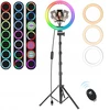 Miccye Rgb 10 colių žiedinė lempa su 180 cm stovu makiažui ir video