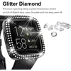 Miimall blizgantis dėklas su rhinestones, kietas pc apsauginis smūgiams atsparus įbrėžimams atsparus bling diamond bumper dėklas, skirtas Fitbit Versa 2 - juodas