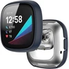 Miimall dėklas, suderinamas su Fitbit Versa 3 / Sense, su stikliniu ekrano apsaugos elementu, itin plonas kompiuterio apsauginis dėklas, pilna apsauga nuo įbrėžimų, ekrano apsaugos elementas, apsauginis dėklas, skirtas Fitbit Versa 3 / Sense (mėlynas)