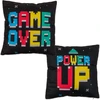 Mijoma dekoratyvinė pagalvėlė žaidėjams, minkšta pagalvėlė, apverčiama pagalvėlė žaidėjams Power Up & Game Over su užtrauktuku, pagalvėlės dydis apie 40 x 40 cm, dovana vakarui ant sofos