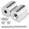 Min Ci 16 neodimio magnetų rinkinys, stiprūs dideli magnetai su skyle 18 x 3 mm M5, prisukami magnetai su įleidimu, skirti prisukti sriegiu, apvalus puodo magnetas, virtuvės spintelės magnetas, plokščias
