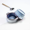 Mini Cocotte porcelianinis keramikinis troškinimo indas su dangčiu, tinkamas naudoti orkaitėje, 4 dalių rinkinys, 230 ml, Creme Brulee dubenėliai sriubos puodeliai su rankenomis sufle, keksiukams, bandelėms - mėlyni