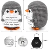 Mini pingvinas 'aš tave myliu' dovanos, dovana moterims jubiliejaus proga, megztas vilnonis pingvino žaislas su meilės monetų kortele, kišeninis apkabinimo pingvinas, romantiška dovana žmonai vestuvių metinių Valentino dienos proga