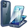 Miracase 360° dėklas, suderinamas su iphone 12/12 pro (6,1 colio), viso korpuso apsauginis dėklas su įmontuota stiklo ekrano apsauga, mobiliojo telefono dėklas, atsparus smūgiams, mėlynas